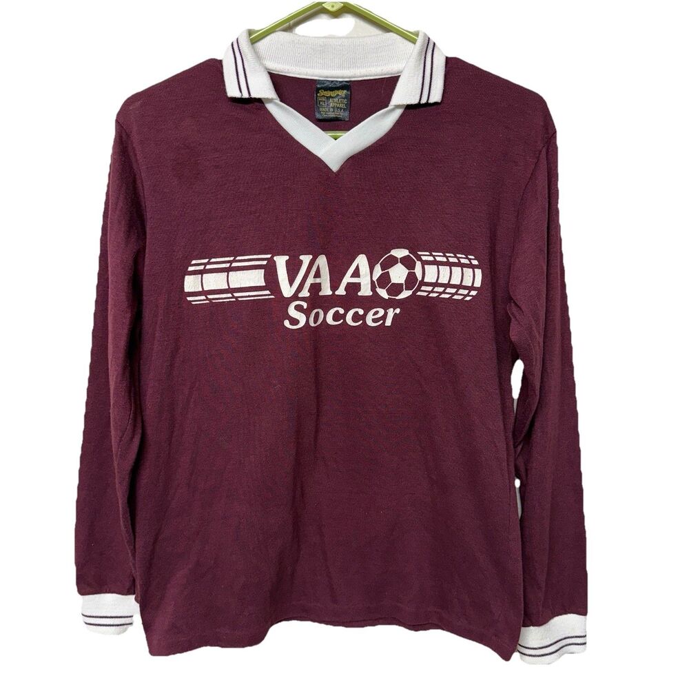 Vtg 80s Swingster Tag Soccer Jersey VAA #6 Youth XL Women S USA Made EUC